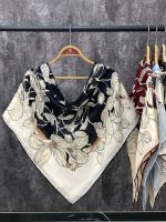 روسری حریر گل خدادوست عمده رشت