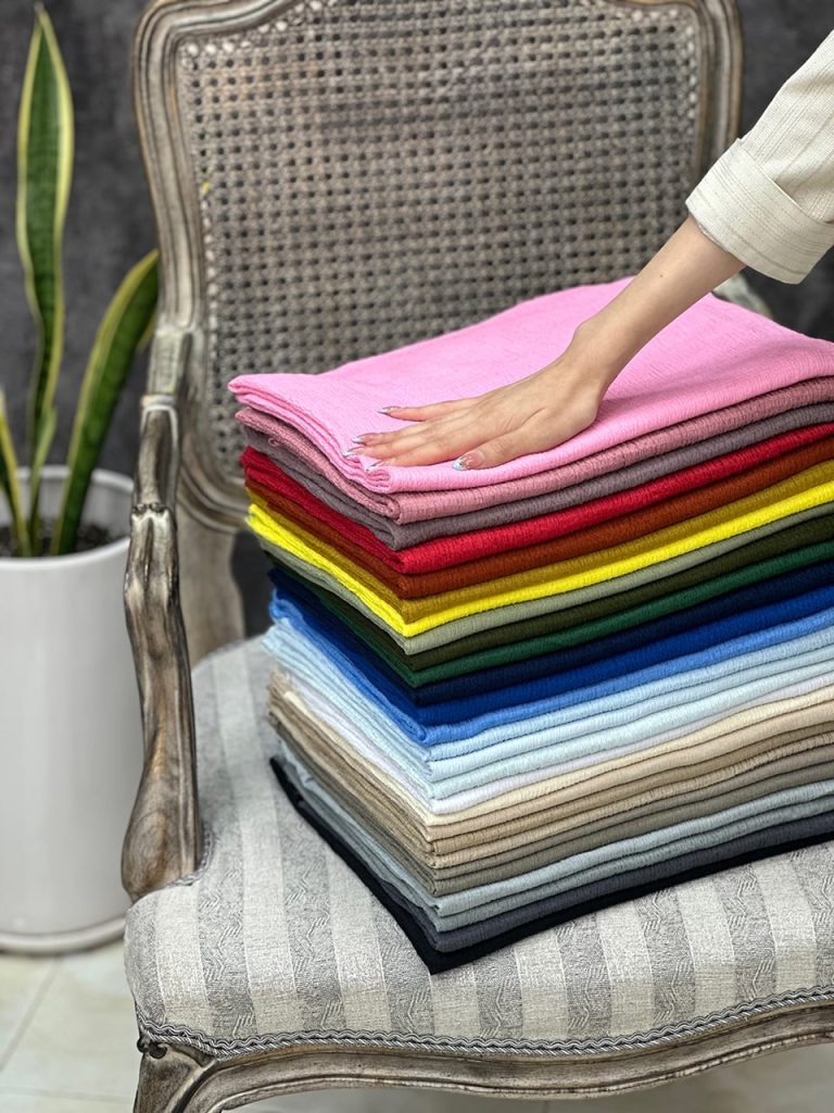 شال پفکی نخی ریشه پرزی عمده رشت خدادوست