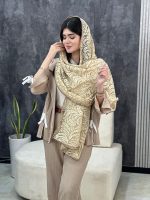 شال توری کرم نسکافه ای (1609) - Image 2
