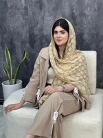 شال توری کرم نسکافه ای (1609) - Image 3