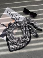 مینی اسکارف نخی سفید مشکی عمده رشت خدادوست