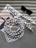 مینی اسکارف نخی سفید مشکی عمده رشت خدادوست