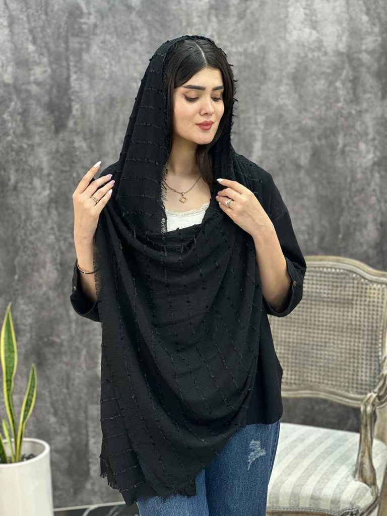 شال دور ریش شکوفه مشکی محرمی رشت خدادوست عمده