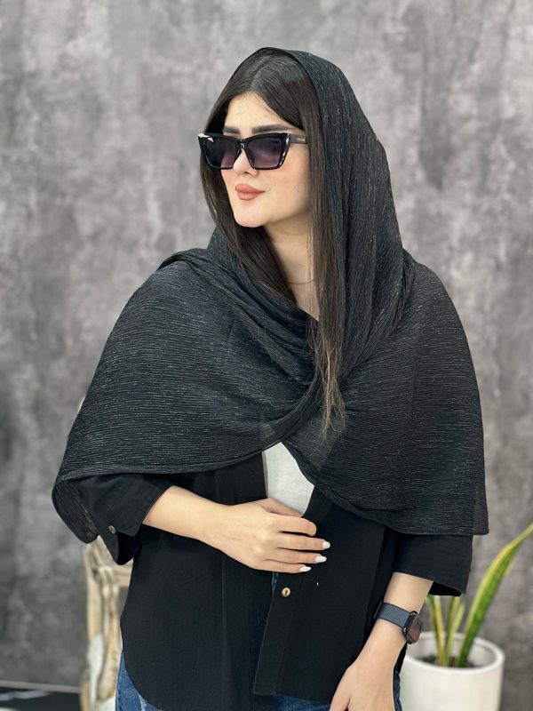 شال حریر مجلسی مشکی محرمی رشت عمده خدادوست