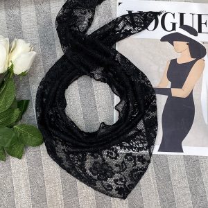 روسری مینی گیپور مشکی عمده خدادوست رشت