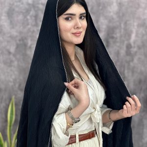 شال دور مغزی مشکی پلیسه عمده خدادست رشت