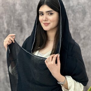 شال دور مغزی مشکی پلیسه عمده خدادست رشت