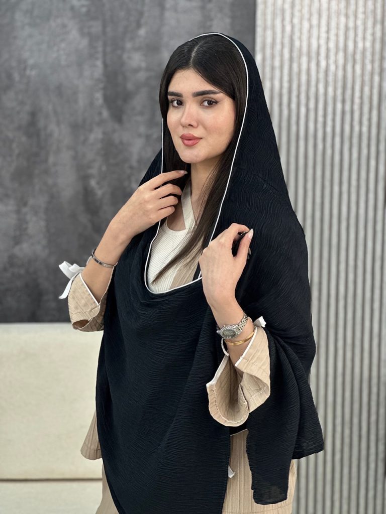 شال دور مغزی مشکی پلیسه عمده خدادست رشت