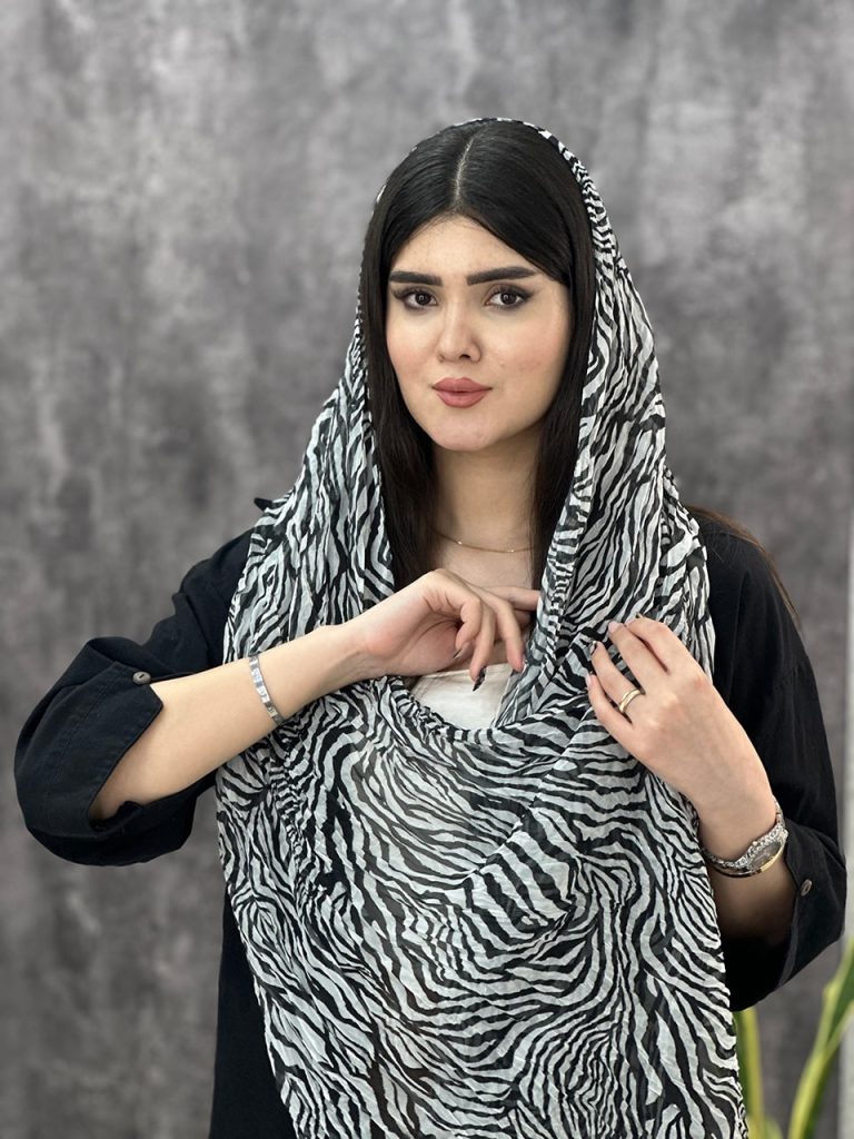 شال حریر چروک زبرا عمده خدادوست رشت