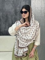 شال پامرغی طرحدار کرم نسکافه ای عمده رشت خدادوست