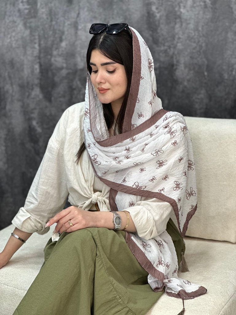 شال پلیسه پامرغی طرحدار پاپیون عمده خدادوست رشت