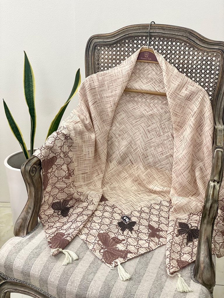 روسری نخی قواره 140 طرحدار عمده خدادوست رشت