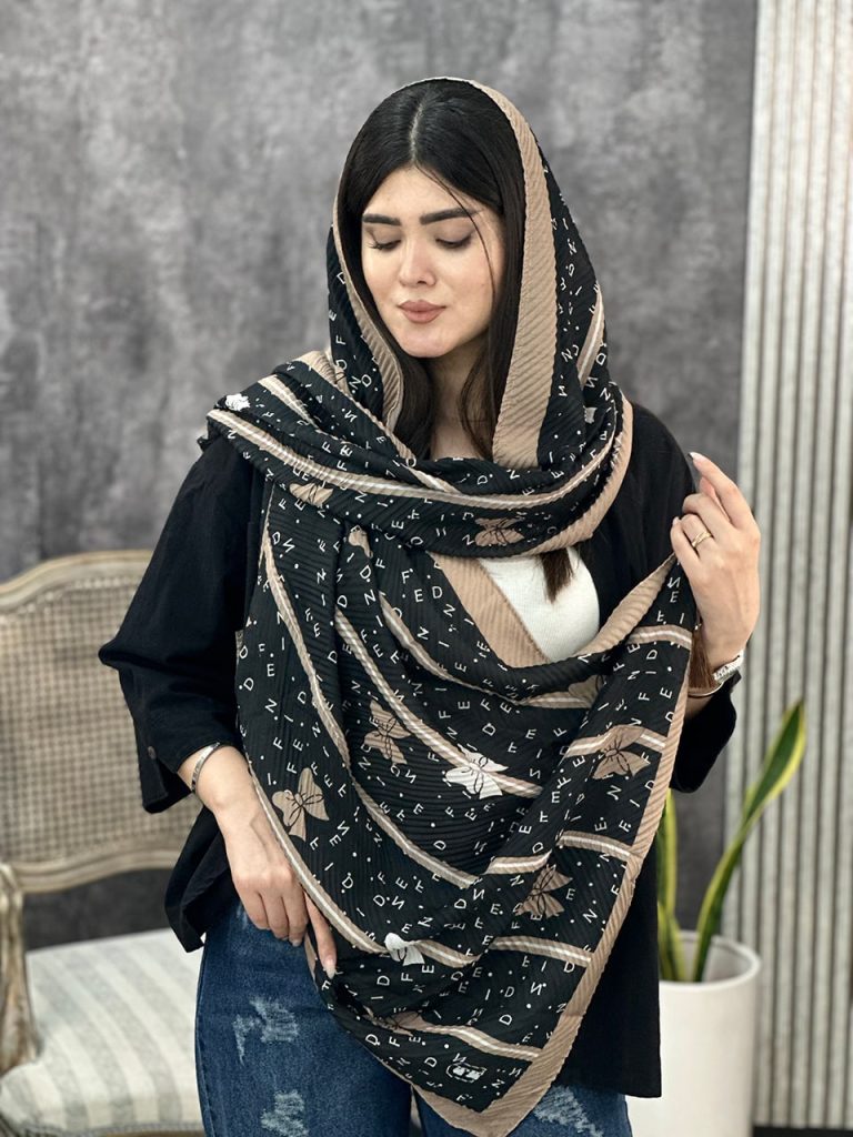 شال پلیسه طرحدار پاپیون عمده خدادوست رشت