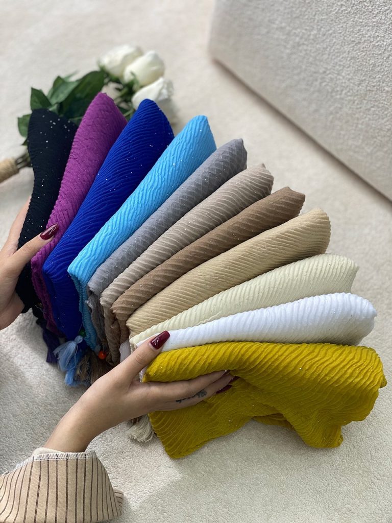 شال پلیسه شاین نخ پنبه عمده خدادوست رشت