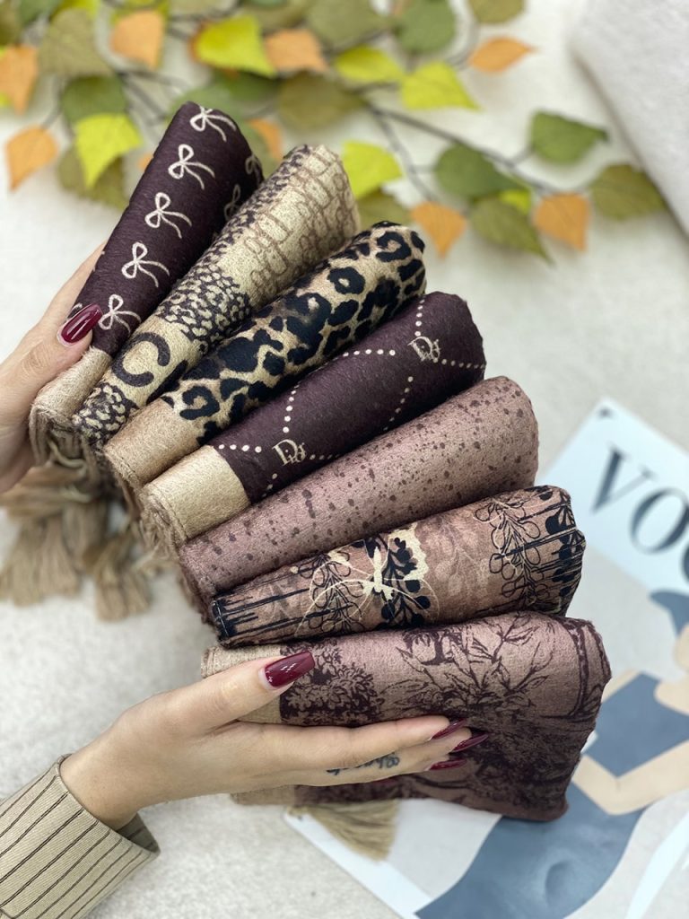 شال مخمل میکس قهوه ای عمده خدادوست رشت