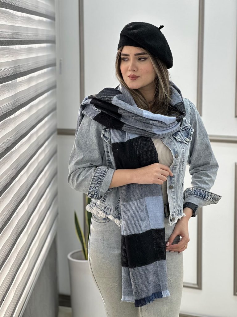 شال موهر پشمی چهارخونه بیگ اسکارف عمده خدادوست رشت