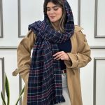 شال موهر چهارخونه سرمه ای رشت عمده خدادوست