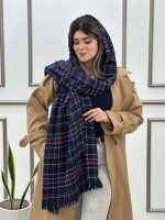 شال موهر چهارخونه سرمه ای رشت عمده خدادوست