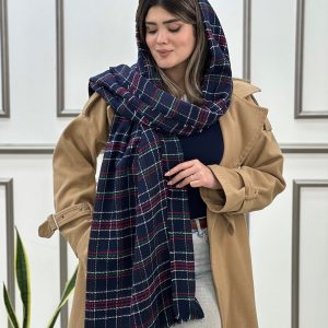 شال موهر چهارخونه سرمه ای رشت عمده خدادوست