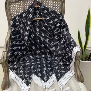 روسری سیا اسکارف قواره 140 پاپیون عمده خدادوست رشت