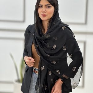 شال حریر مشکی برند محرمی مجلسی عمده خدادوست رشت
