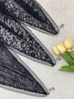 روسری سه گوش توری دور دانتل مشکی شال و روسری عمده خدادوست
