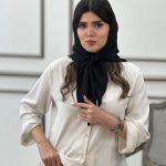 روسری کوپرا مشکی قواره100 دور دوخت شال و روسری عمده خدادوست رشت