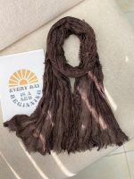 شال حصیری چروک قهوه ای خنک تابستانه شال و روسری رشت عمده خدادوست