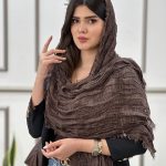 شال حصیری چروک قهوه ای خنک تابستانه شال و روسری رشت عمده خدادوست