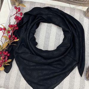 روسری کرپ داغی مشکی محرمی رشت عمده خدادوست