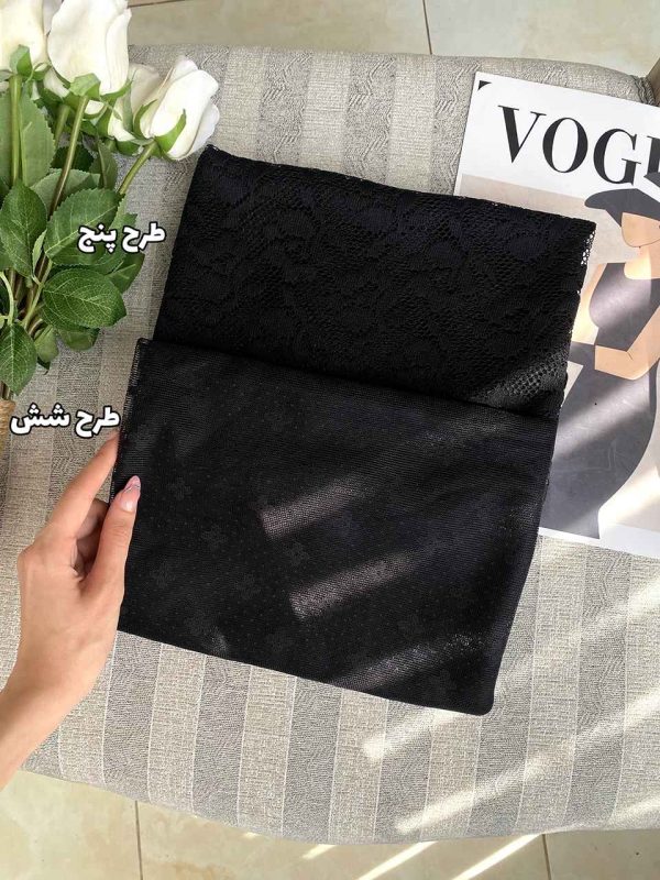 شال مشکی میکس طرح دار توری محرمی عمده رشت خدادوست