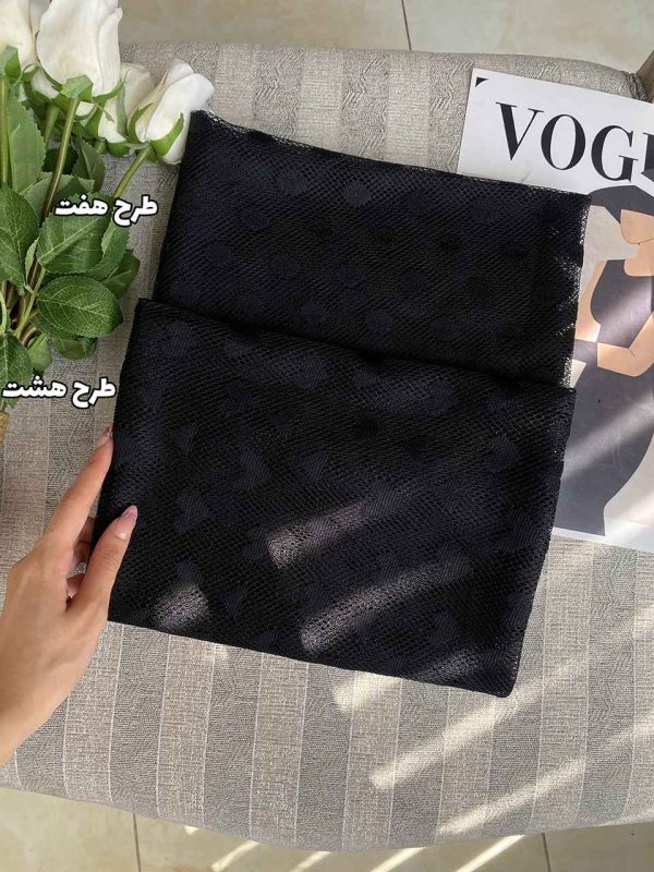 شال مشکی میکس طرح دار توری محرمی عمده رشت خدادوست