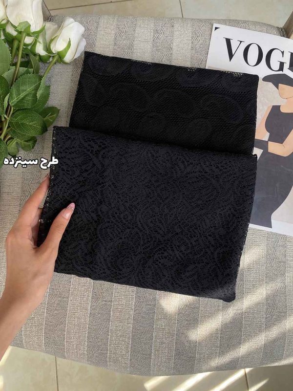 شال مشکی میکس طرح دار توری محرمی عمده رشت خدادوست