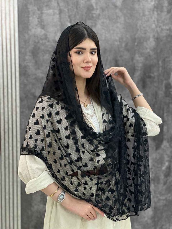 شال مشکی میکس طرح دار توری محرمی عمده رشت خدادوست