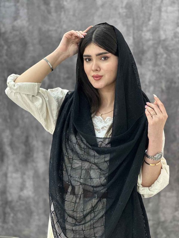 شال مشکی میکس طرح دار توری محرمی عمده رشت خدادوست