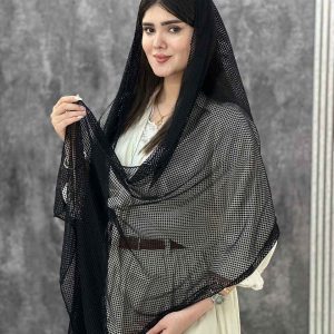 شال مشکی میکس طرح دار توری محرمی عمده رشت خدادوست
