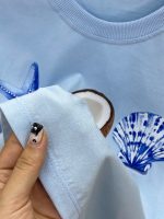کراپ باکسی دریایی نخ پنبه لباس رشت عمده خدادوست