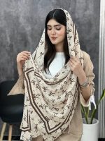 شال پلیسه طرحدار کرم موکا عمده خدادوست رشت