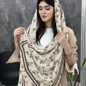 شال پلیسه طرحدار کرم موکا عمده خدادوست رشت