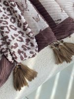 شال پلیسه طرحدار کرم موکا عمده خدادوست رشت