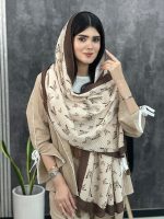 شال پلیسه طرحدار کرم موکا عمده خدادوست رشت