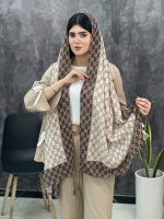 شال پلیسه طرحدار کرم موکا عمده خدادوست رشت