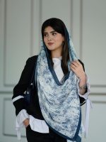 شال پلیسه طرحدار سرمه ای عمده خدادوست رشت شال و روسری