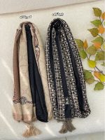 شال مخمل طرحدار کرم مشکی عمده خدادوست رشت