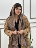 کالکشن شال مخمل کرم مشکی (1835) - Image 2