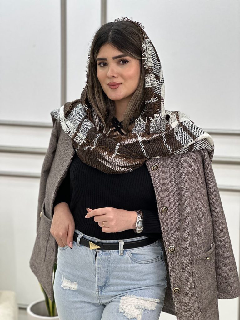 شال بوکله قهوه ای ترند عمده خدادوست رشت