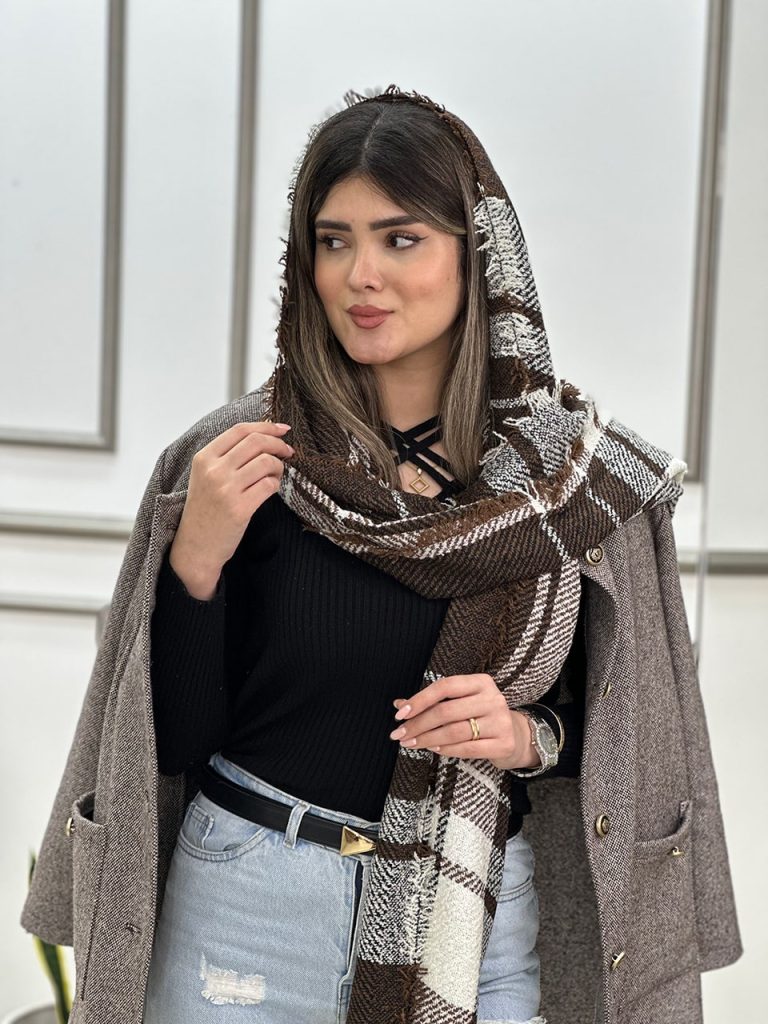 شال بوکله قهوه ای ترند عمده خدادوست رشت
