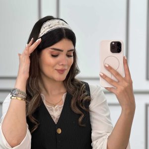 هدبند گیپور سفید مشکی عمده خدادوست
