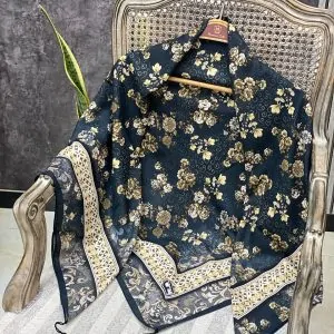 روسری قواره 120 طرح گل عمده خدادوست رشت