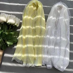 شال وارداتی عمده دور دانتل لمه دار خدادوست رشت
